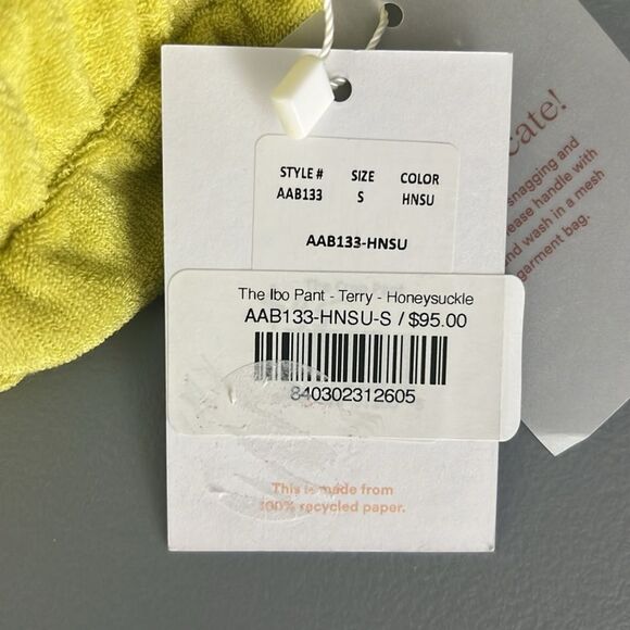 NWT Andie Swim The lbo Terry Cover-Up Pants in Honeysuckle Size S - Picture 4 of 9